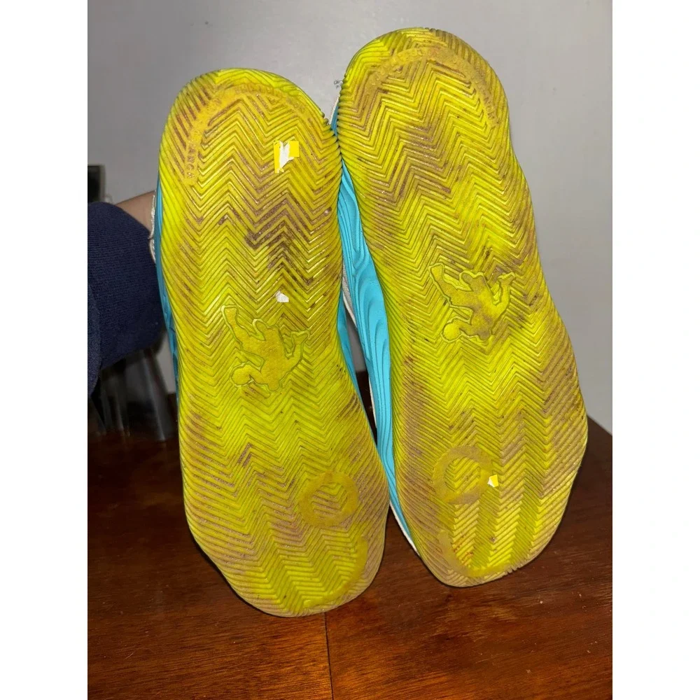 AND1 Basketball Shoes Boys Sz 6 White Blue‎ Lime Green Hook Loop Sneakers